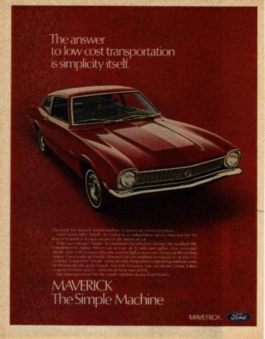 Of course sales came crashing back to reality in 1971 when the Maverick 