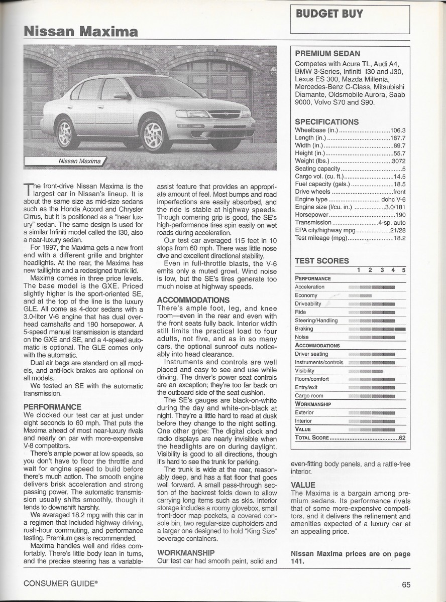 1997 Nissan maxima consumer guide #4