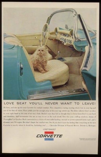 “Love Seat” And A Few Other Early Corvette Ads Since we’re doing a little celebration of the early Corvette, how about a sampler of vintage ads from 1953 through 1957, which evolved faster than the ‘Vette itself.