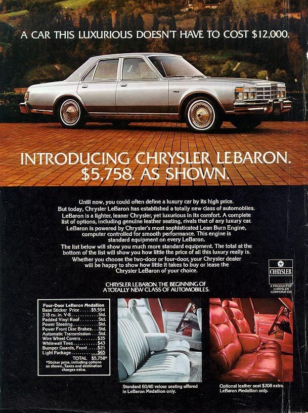 Curbside Classic: 1980 Chrysler LeBaron - A Car (and a Company) In Transition 2 1980ChryLeBaron77ad