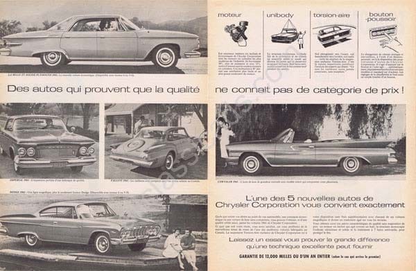 Curbside Classic: 1961 Plymouth Fury - What Planet Are YOU From? 6 1961 chrysler plymouth imperial valiant dodge french francais advertisement