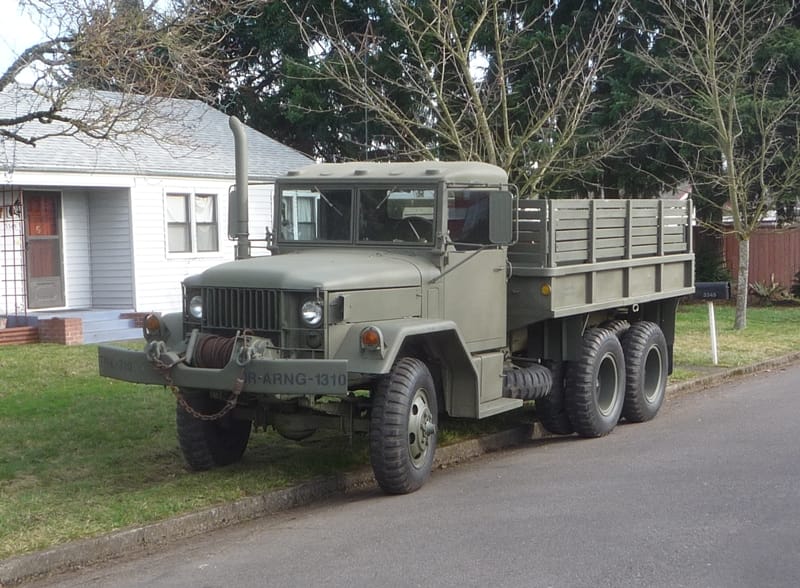 M35 Photo of a 1962 Studebaker M35 six-wheel truck, painted olive drab