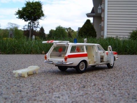 Miniature Curbside Classic: Volga Ambulance – Enter ‘In Soviet Russia…’ Joke Here Time for another Miniature Curbside Classic. Today’s model is pretty unique, a Volga ambulance from the ’80s, complete with Cyrillic graphics and removable stretcher!