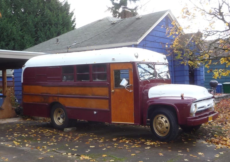Here’s a sweet little old Ford bus gracing a driveway, someone’s dream on wheels. Some serious attention has been given to the exterior paint job, right down to the gold [&hellip;]