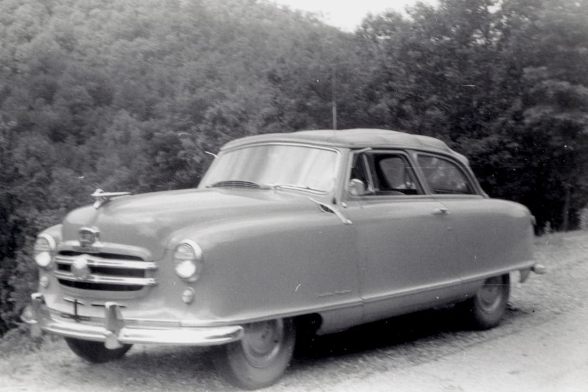 Here’s another great find from my photo album scanning project, a 1950 Nash Rambler Landau—a two-door convertible on which the canvas top retracted from the windshield all the way to the [&hellip;]
