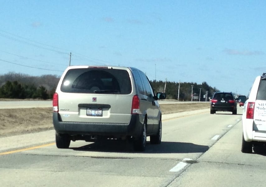 I was heading back into Peoria the other day when I was passed by this Chevy Uplander—No! Buick Terraza? Wait… are those *Saturn* badges?