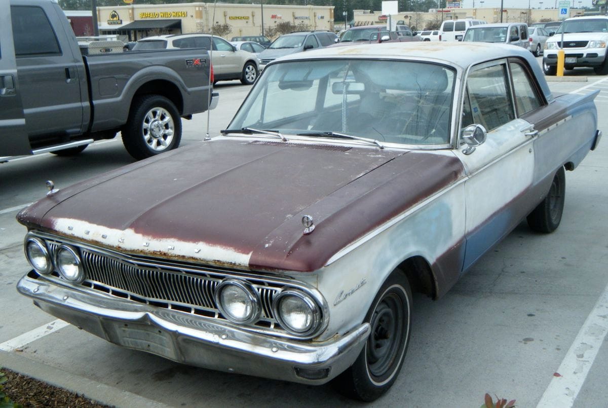 A friend recently sent these photos of a 1963 Mercury Comet currently undergoing a “progressive restoration” – those are actually all original body panels…