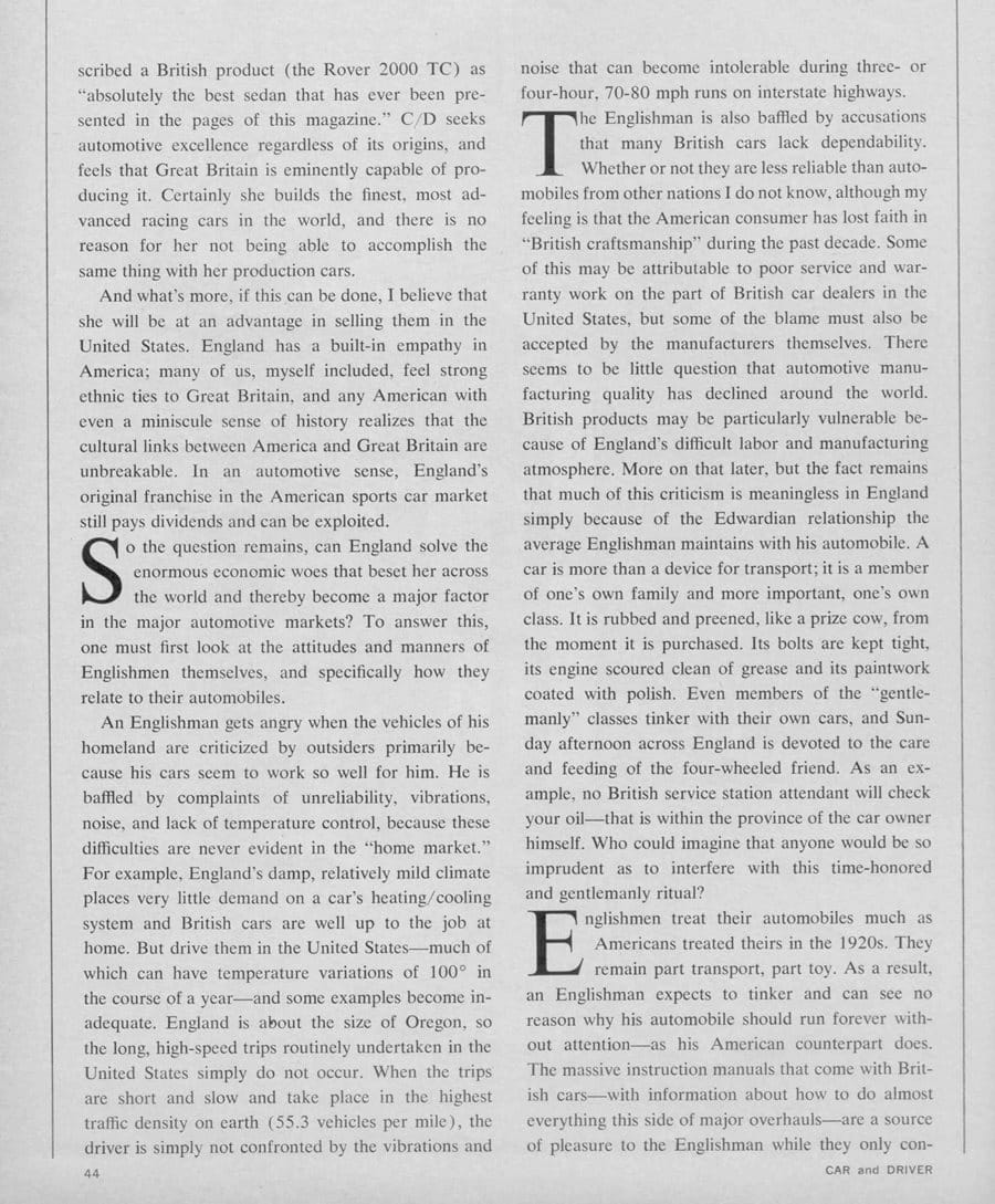 Vintage Editorial: "Reflections from an English Country Inn" (Brock Yates, C&D 1968) 3 UK 005 3 900