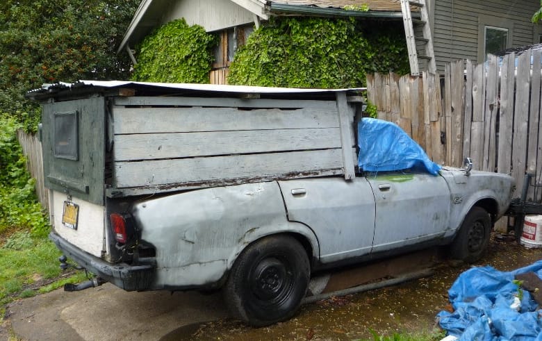 You could be forgiven for not recognizing the car underneath this rolling shed as a pre-’78 Colt Wagon.  Enough has been covered up–including the chrome trim pieces–that in this case, [&hellip;]
