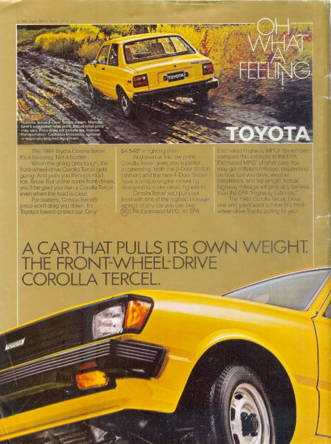 Toyota’s ads throughout the ’80s are easily remembered for their large graphics and simple approach.  Buyers were urged to pick a Toyota because they were honest and a good value.  [&hellip;]