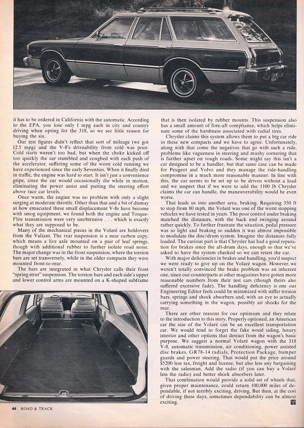 Vintage R&T Review: 1976 Plymouth Volaré Station Wagon - How Detroit Was Lost 4 Review 3