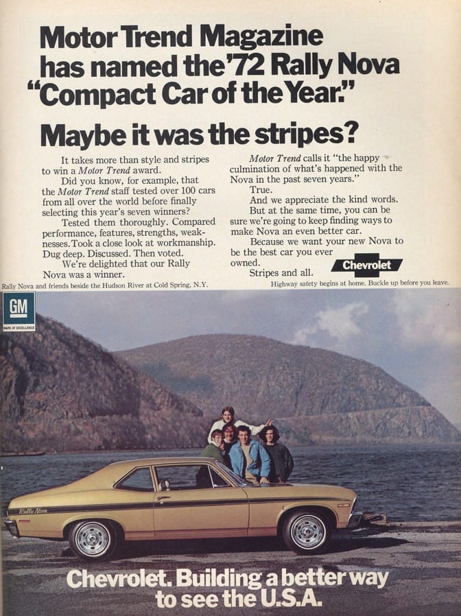 Plain White 1969 Chevrolet Nova -- Building A Barer Way To See The USA 5 ad_chevy_nova_rally_gold_1972