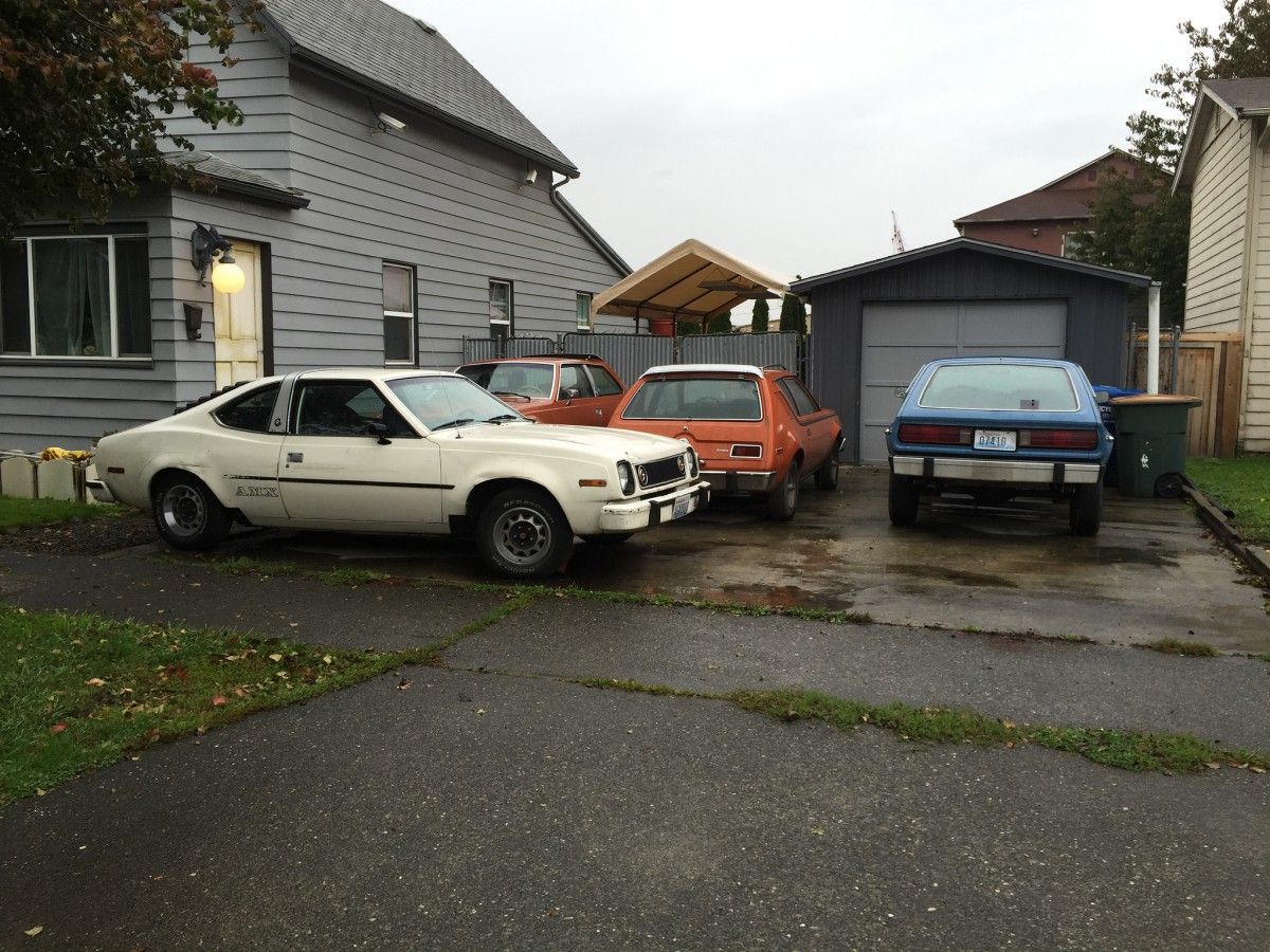 Somebody loves them some compact AMC-mobiles. Runningonfumes found this driveway full of Hornet-based cars, and quite a variety at that. A rare Concord-based AMX, what appears to be a very [&hellip;]