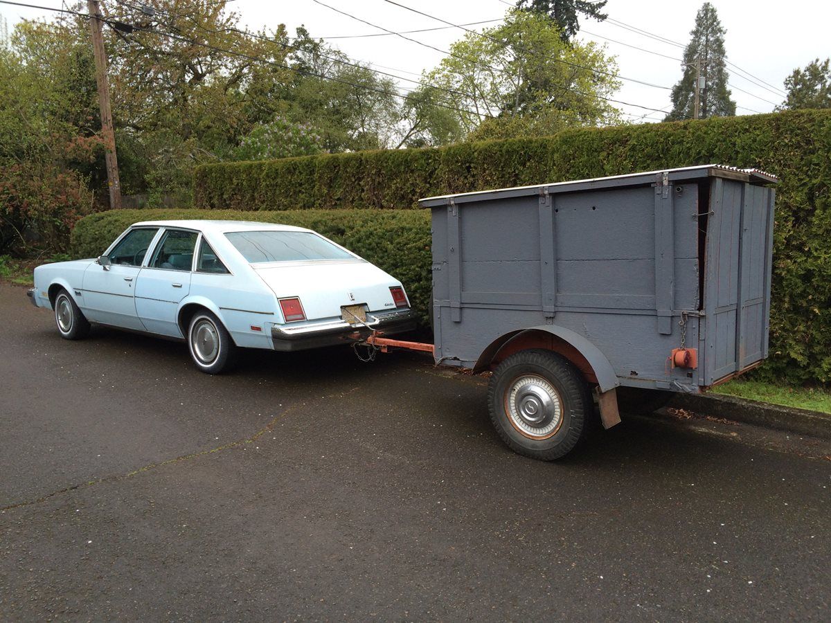 CC Outtake: Olds Cutlass Aeroback Pulling A Studebaker Wagon 2 CC 241 238 1200