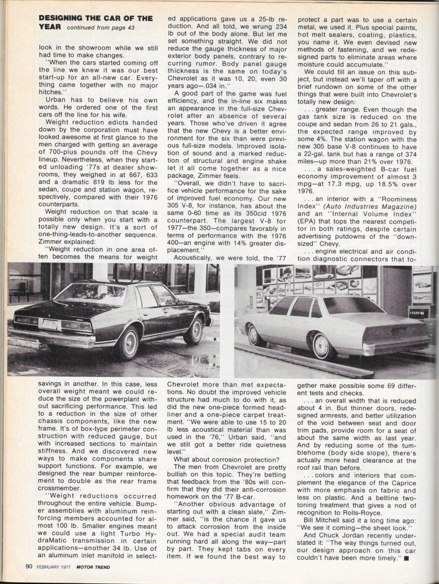 Vintage Reviews: 1977 Chevrolet Caprice - Downsized By Design 9 77CapriceMTCOYdesignP4