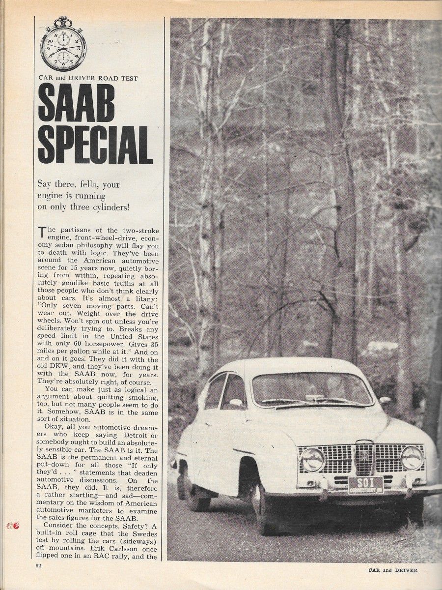 Vintage Review: Saab 96 Special - Car And Driver Tries Three Cylinders 2 CD0366SaabP1