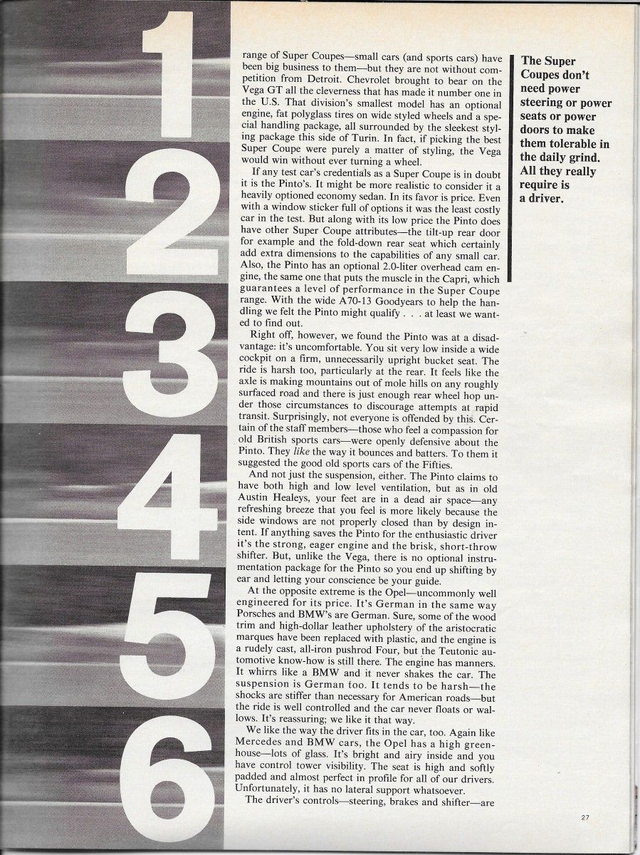Vintage Comparison Test: 1972 Super Coupes - Car and Driver Evaluates A New Class Of Small Sporty Cars 5 CD1271SuperCoupeComparoP4