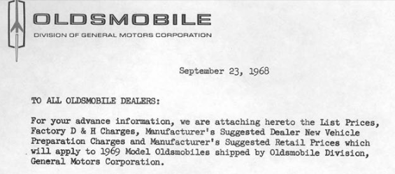 Olds 1969 dealer discount crop