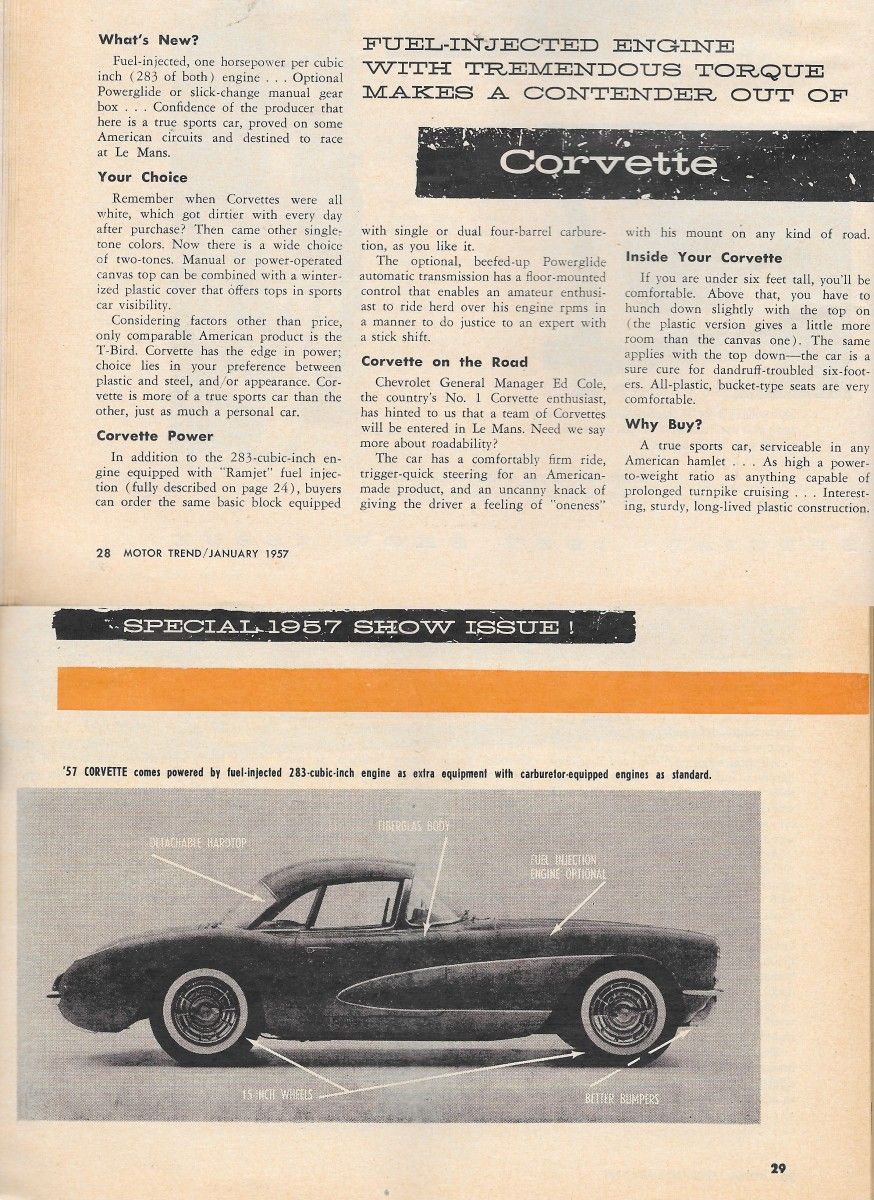 Vintage Review: Motor Trend's 1957 New Car Issue - General Motors 10 CorvetteCombined