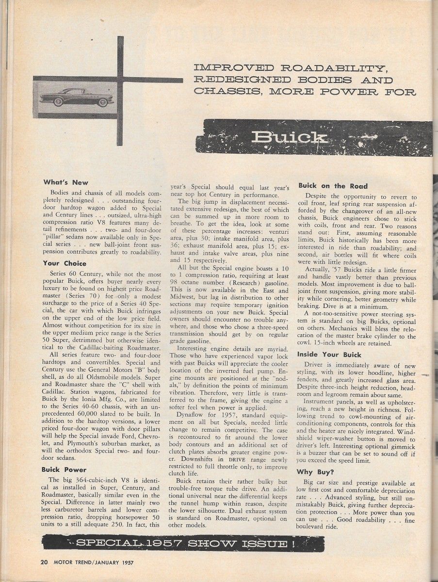 Vintage Review: Motor Trend's 1957 New Car Issue - General Motors 2 MT0157BuickP1