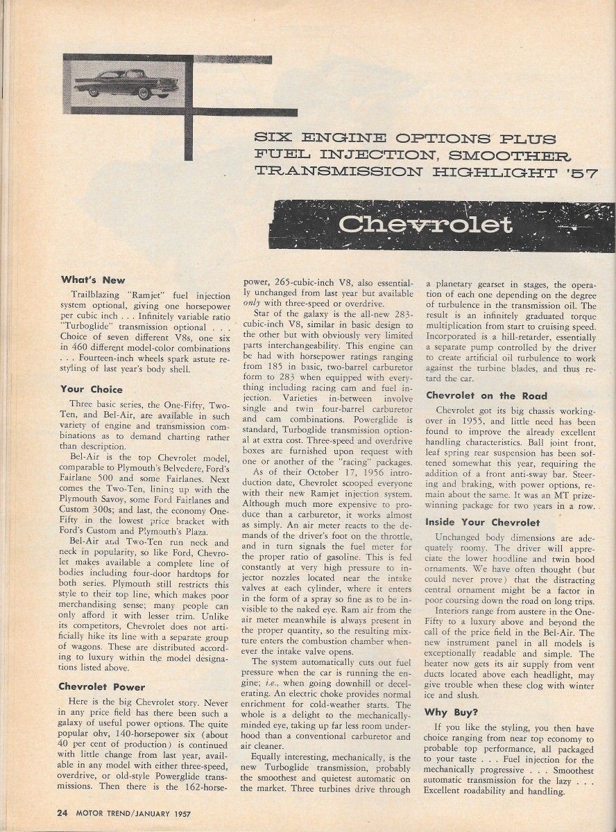 Vintage Review: Motor Trend's 1957 New Car Issue - General Motors 8 MT0157ChevroletP1