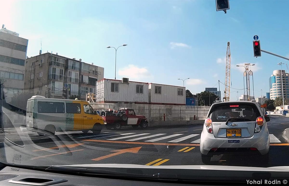 My faithful dash-cam captures another unsuspecting classic, this time being worked on the Jewish New Year, of all holidays!