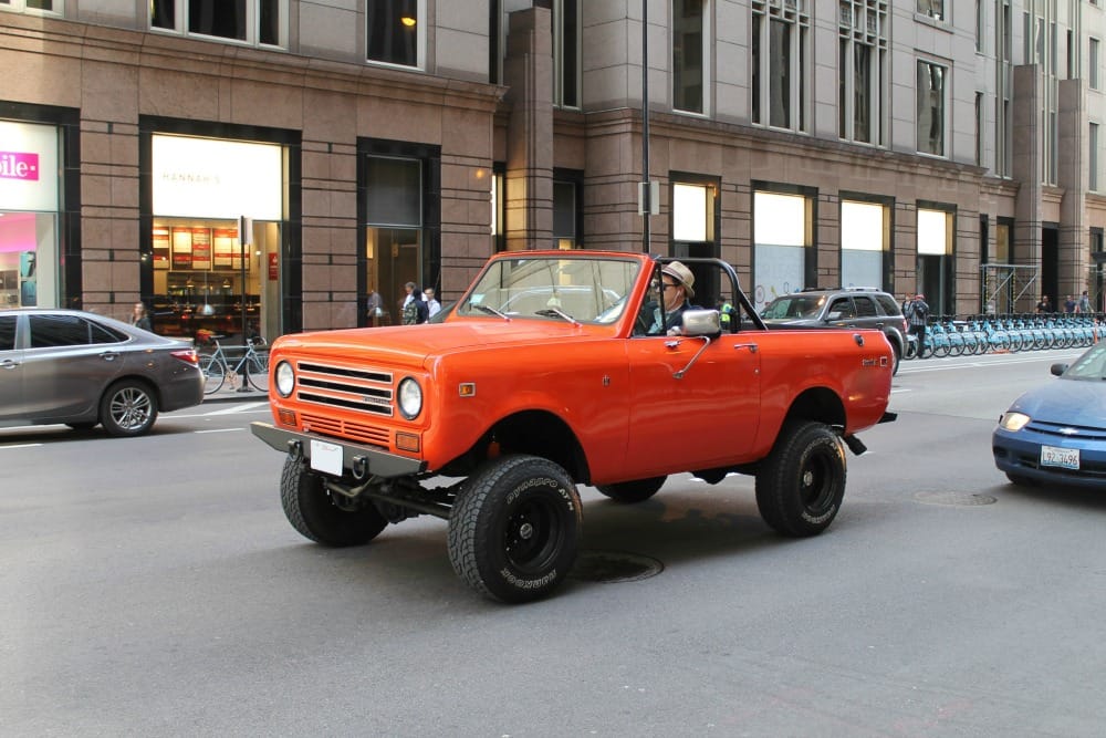 (first posted 5/2/2017)    Many vintage cars and trucks have resurfaced with the warmer, spring weather in Chicago, lately, as if in a swarm.  This early Scout II (a 1971 or [&hellip;]