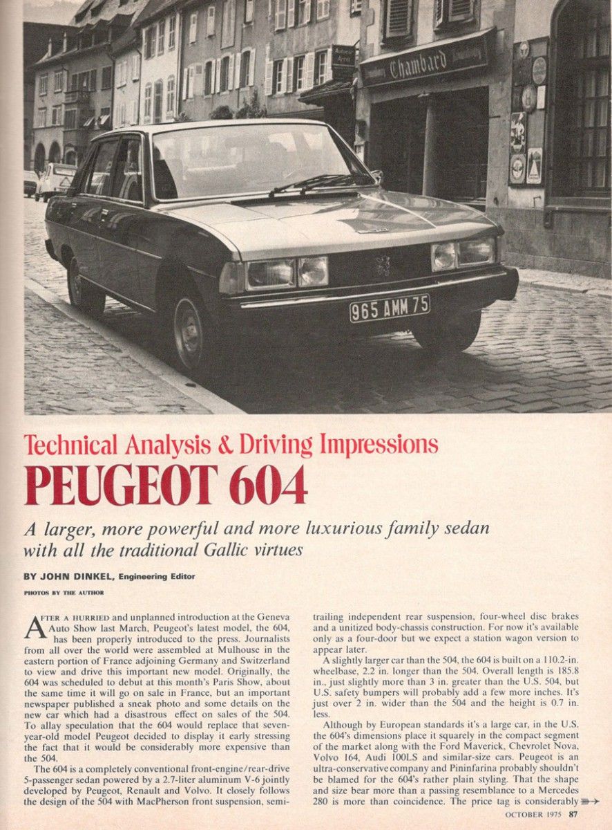 &nbsp; The Peugeot 604 has received its share of love here, but let’s go back to the time when it was just appearing. Road and Track does their usual thorough [&hellip;]