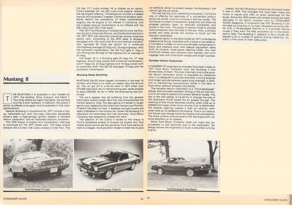 Vintage Reviews & Commentary: 1977 Ford Pinto - Sabrina Duncan, Your New Company Car Has Arrived 21 CGMustangIIspread
