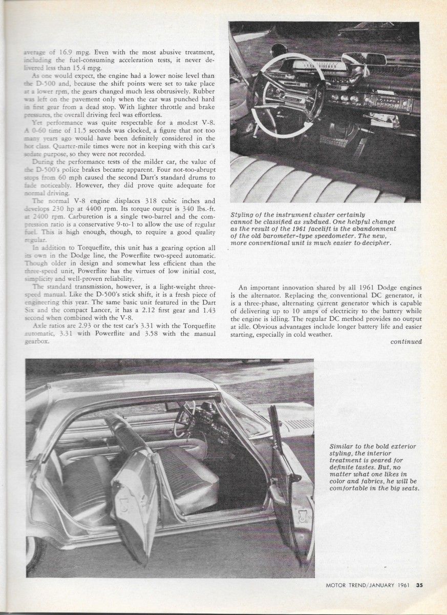 Vintage Comparison Test: 1961 Chevrolet Impala, Dodge Dart, Ford Galaxie - Which One Of These Does Not Belong? 24 MT0161ChevyFordDartP18
