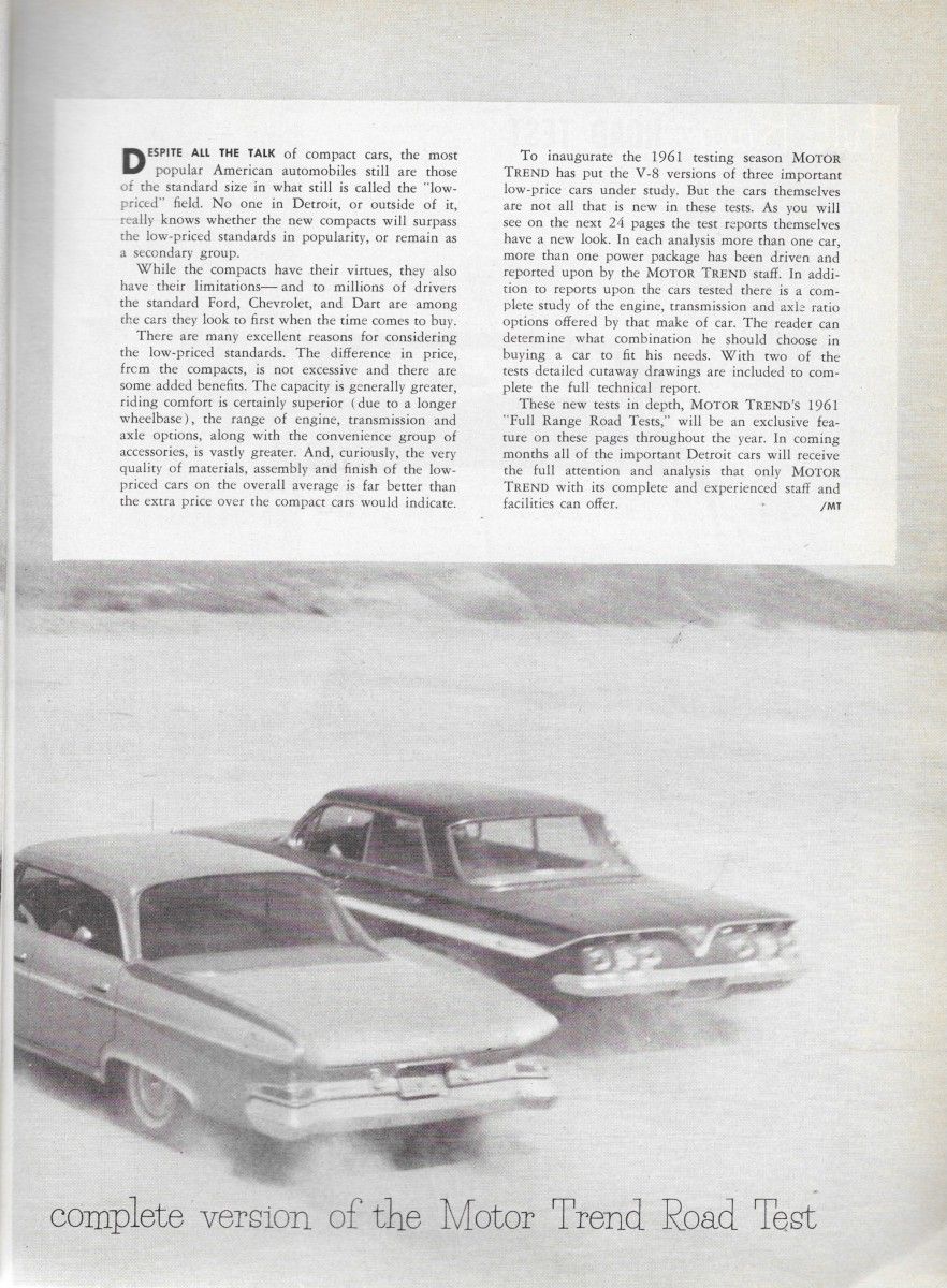Vintage Comparison Test: 1961 Chevrolet Impala, Dodge Dart, Ford Galaxie - Which One Of These Does Not Belong? 8 MT0161ChevyFordDartP2