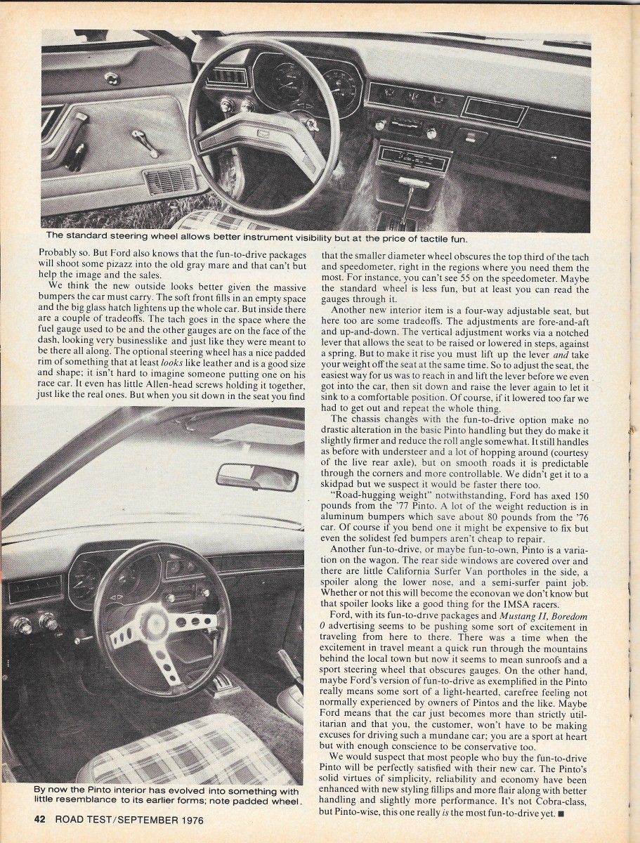 Vintage Reviews & Commentary: 1977 Ford Pinto - Sabrina Duncan, Your New Company Car Has Arrived 15 RT0376PintoP3