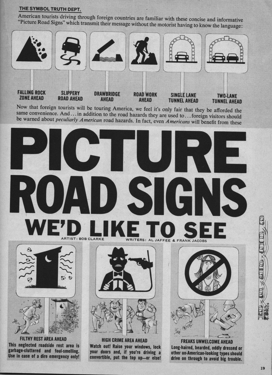 CC Humor: MAD About Graphic Signage Here’s a MAD look at how some 1960s-trendy, international-style pictograph signage might be improved.