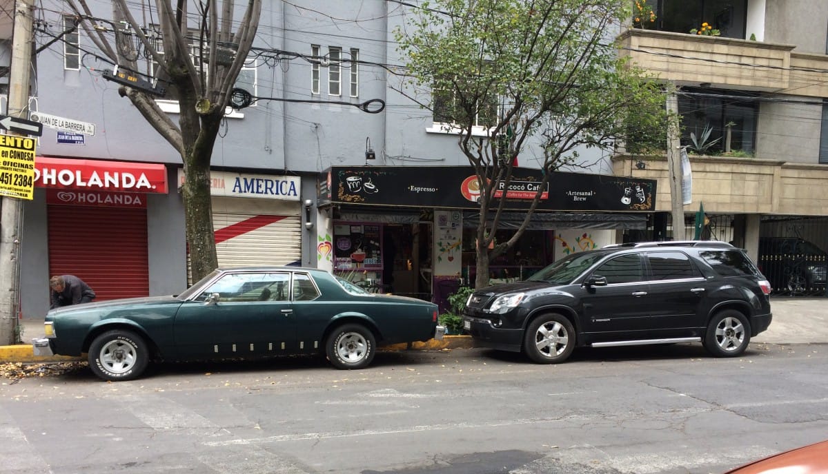 When I saw this ’77-79 Chevrolet Caprice coupe and this 2007-12 GMC Acadia in Condesa in Mexico City, I was struck by how much GM’s full-size offerings have evolved.