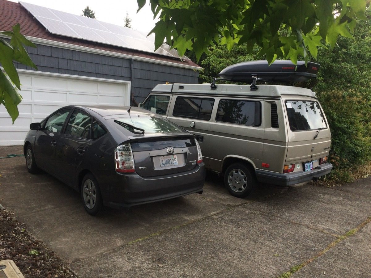 Neighborhood Driveway Outtake: The Quintessential Eugene Driveway There’s three quintessential Eugene-mobiles: any Subaru, the Prius and the VW Vanagon.