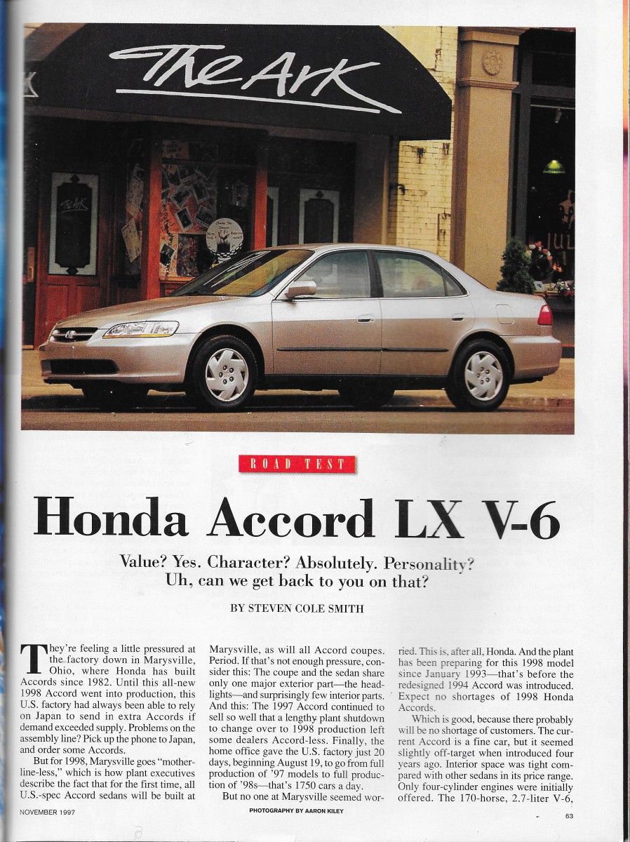 Vintage Reviews: 1998 Honda Accord - Blandtastic! 10 CD1197 Accord Sedan p1