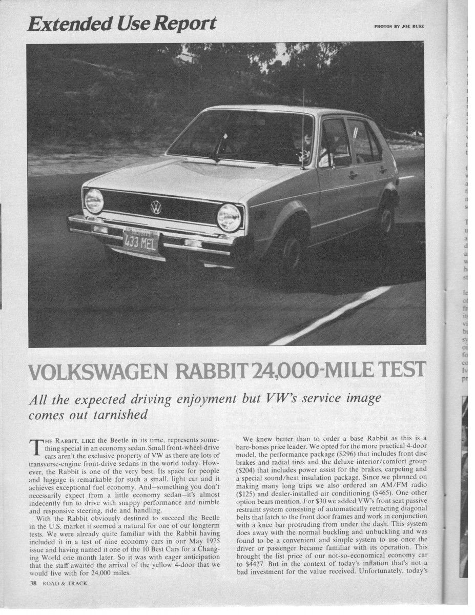 (first posted 5/16/2018)       R&T was rightfully smitten with the new VW Rabbit (VW Golf Mk1). It won their comparison of Nine Small Economy Cars, as well as other [&hellip;]