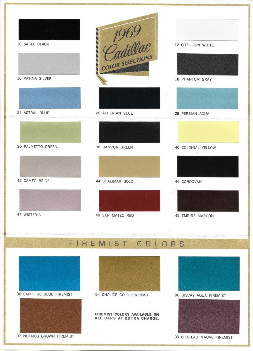 Vintage Review: 1969 Cadillac Coupe DeVille - Golden Goose 10 1969 Cadillac Colors