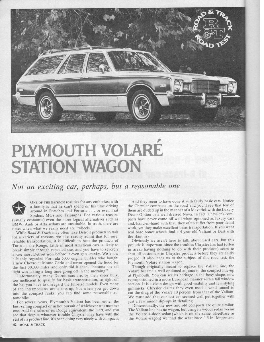 Continuing on with my stack of Road and Tracks, were now into May 1976, and a review of the new Plymouth Volare wagon. This was usually about as big as [&hellip;]