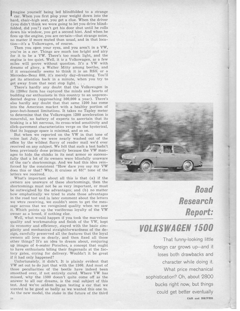 (first posted 8/14/2018)      C&D got a hold of a Canadian-market VW 1500 S notchback sedan, and put it through the paces. The result is a bit predictable, as [&hellip;]