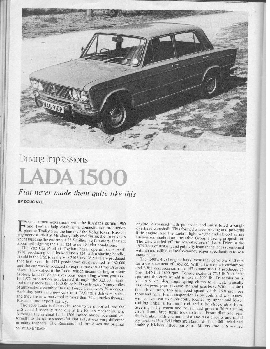 &nbsp; (first posted 11/11/2018)         Here’s something a bit different. Road and Track drove a Lada 1500 in the UK due to the expectation that it “… is [&hellip;]