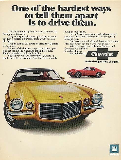 Curbside Classic: 1970 Chevrolet Camaro RS - A Fresh Look 4 1970 Chevrolet Camaro Ad 01