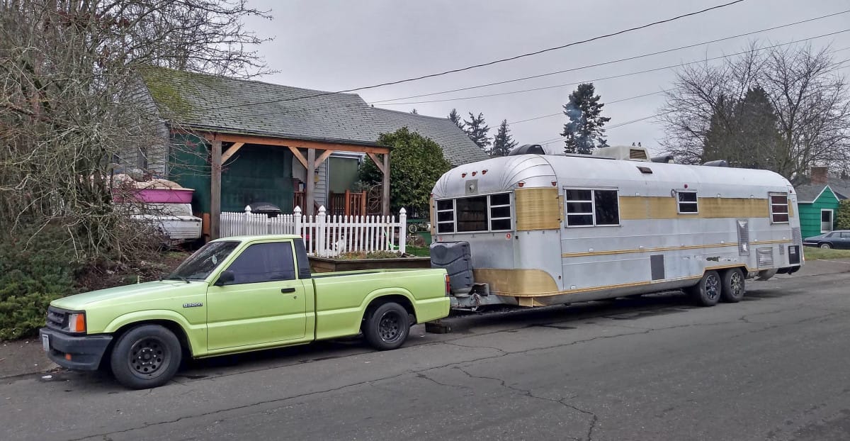 Cohort Pic(k) of the Day: Mazda Pickup With Big Silverstreak Trailer Posted by Tim Finn
