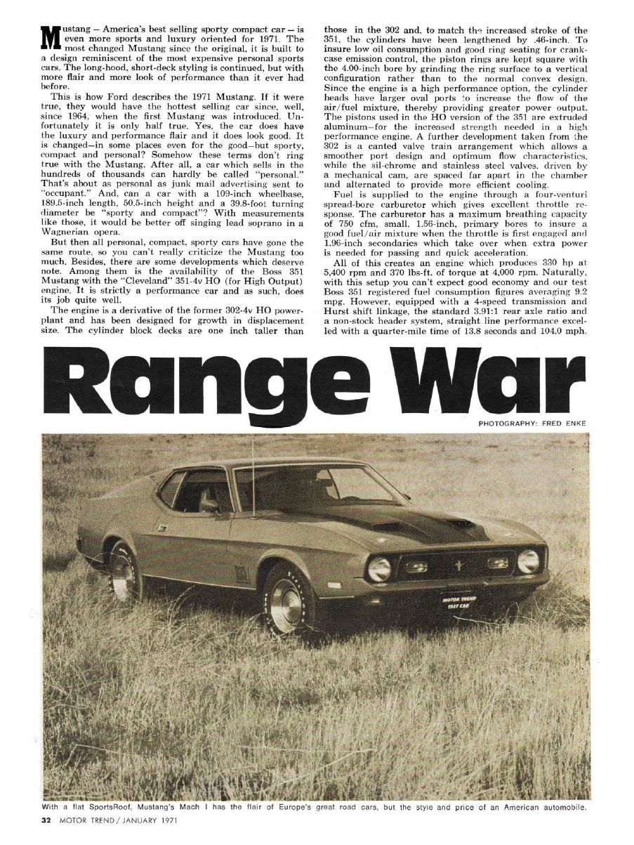 1971 Mustang Boss 351: Car & Driver And Motor Trend Wring Out The Fastest Classic Mustang 9 Range War 1