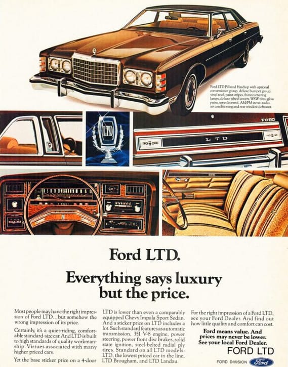 Vintage Car And Driver Review: 1976 Ford LTD – "All Is Well with the American Dream" 12 a ltd ad 1