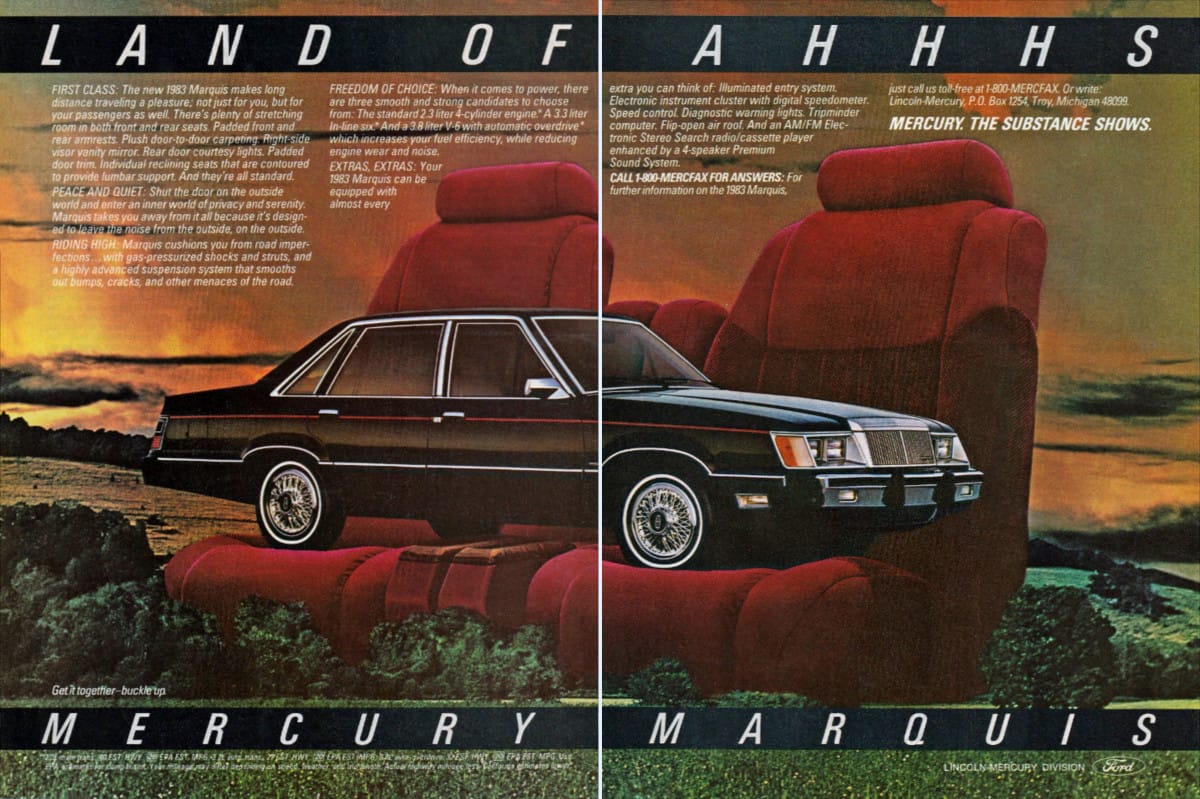 1985 Mercury Marquis: Lesser Nobility 6 Ad 1983 Mercury Marquis 2