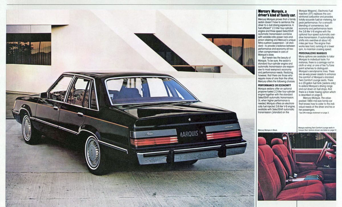 1985 Mercury Marquis: Lesser Nobility 7 Brochure 1984 Mercury Marquis