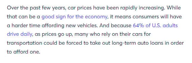 The media is bursting with stories about how rapidly car prices are exploding. Up 29% since 2009!  Meanwhile median household income has only increased by 6% in the same time [&hellip;]