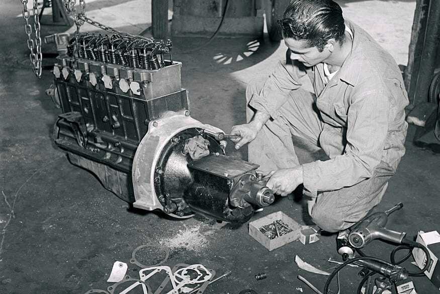 From Powerglide To 3-Speed To 4-Speed - Early Corvette Transmission History 12 002 archive 1955 chevrolet corvette ford transmission swap bolting transmission to bellhousing