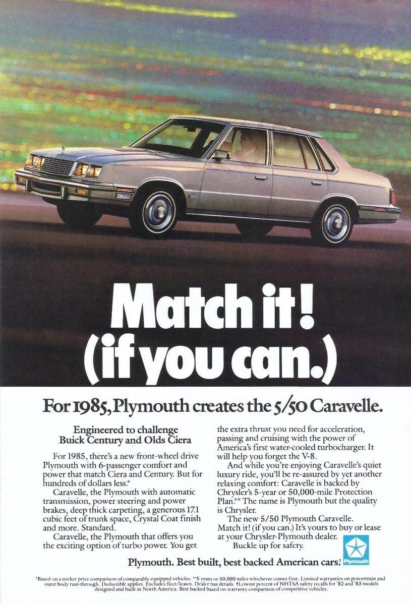 1987 Plymouth Caravelle SE: Remember Me? - From Showroom To Obscurity 4 Ad 1985 Plymouth Caravelle